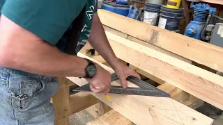 Timber framing:  marking a brace for rough cut