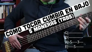 Como Tocar Cumbia En Bajo Electrico ( TABS ) 5 Diferentes Bajeos