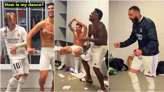 Real Madrid players celebration inside dressing room after winning Copa del Rey semifinal vs Barca!