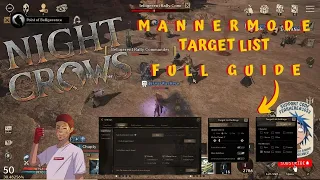 NIGHT CROWS MANNER MODE & TARGET SETTINGS FULL GUIDE FOR BEGINNER #nightcrows  #nightcrowsglobal