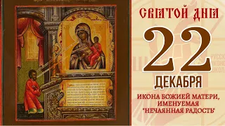 22 декабря. Православный календарь. Икона Божией Матери, Именуемая "нечаянная Радость".