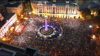 Площадь Свободы в Тбилиси 14-го октября, вечер. Акция оппозиции и сторонников  Михаила Саакашвили.