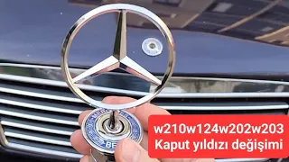 ⭐️2 dakikada w210 w124 w202 w203 kaput yıldızı değişimi⭐️ Mercedes hood emblem replacement 👍👍