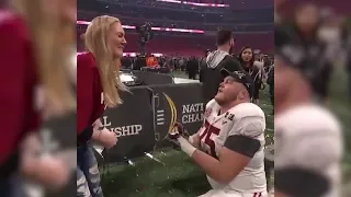 After Winning the National Championships Football Player Surprises Girlfriend with Proposal