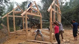 Technique of assembling and building ancient wooden houses - Green forest life, farm free bushcraft