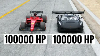 100000 HP Koenigsegg Jesko Black Devil vs 100000 HP Ferrari F1 2O22 F1-75 at Special Stage Route X