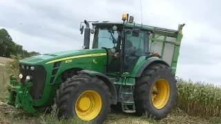 John Deere 8530 Working Hard During The Maize / Corn Season | Pure Power | Danish Agriculture