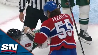 Canadiens' Michael Pezzetta Gets Into Second Fight of The Night After Huge Hit on Wild's Jon Merrill