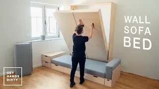 How to make a Wall Sofa Bed System: The Murphy Bed // Tiny Apartment Build - Ep.5