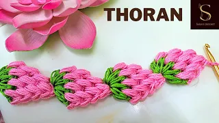 How to crochet strawberry bandana with very easy method🍓STRAWBERRY THORAN #Crochetlacepattern