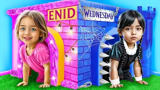 La gentille Wednesday VS la Méchante Enid ! Transformation Extrême d'une Tiny House !