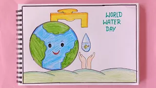 World water day poster drawing/ Save water save life Drawing/ save water save Earth drawing easy