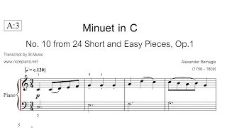 [Piano Score] ABRsM 2023&2024 Grade 1 -  A3 Minuet in C No. 10 from 24 Short and Easy Pieces, Op. 1