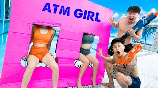 RELAX TWO GIRL PRANK BATTLE NERF Dr CFGirl Nerf Guns POPULAR INTERESTING ATM GUYS FISHING PRANK VTL