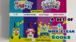 Numberblocks and Alphablocks 4 wipe-clean books set 📚📕📗📘📙