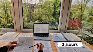 3 HOUR STUDY WITH ME | Background noise, 10-min Break, No music, Study with Merve