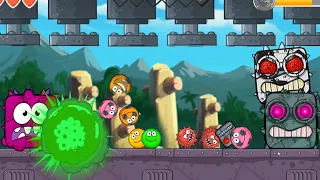 RED BALL 4 : GREEN & ( ORANGE + PINK ) SOCCER  BALL 'FUSION BATTLE' with OM NOM BOSSES BOX FACTORY