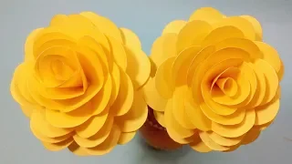 How to Make Beautiful Yellow Rose With Colour Paper - DIY: Paper Rose Easy Flower