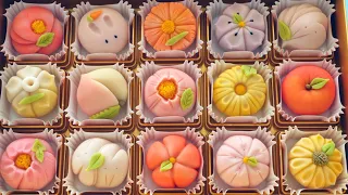 Japanese Candy Art / Making Japanese Sweets Wagashi Flower Cake / Korean Street Food