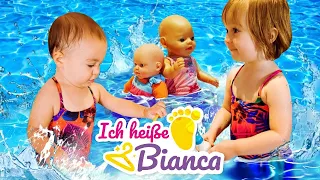 Bianca und ihre Puppen im Schwimmbad. Kinder Video mit Baby Born. Ich heiße Bianca