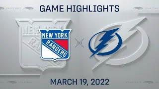 NHL Highlights | Rangers vs. Lightning - Mar. 19, 2022