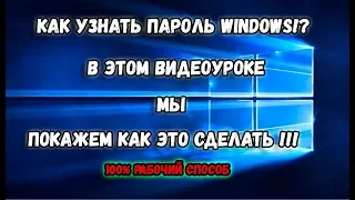 Как узнать пароль от windows 7/vista/xp/8/10 Любой версии