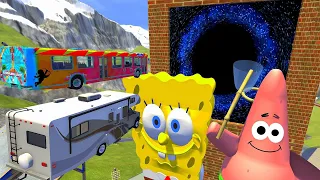 Heavy Vehicle High Speed Jumps Over SPONGEBOB & PATRICK - BeamNG.drive Jumps Through Black Hole