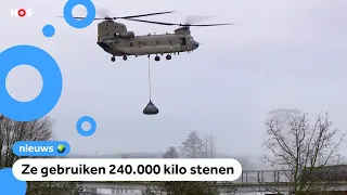 Leger helpt met helikopters dam in Maastricht maken