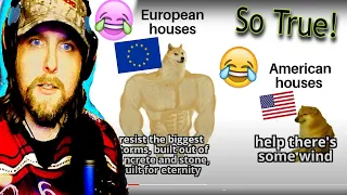 American Reacts to Europe VS USA Memes 🤣😂🎉