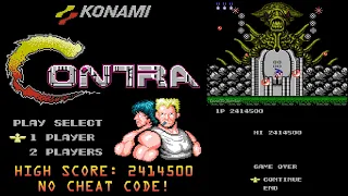 Contra | NES | No Cheat Code! | 2414500 High Score Run