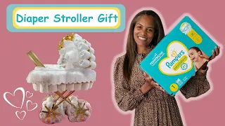 Diaper Cake! An Adorable Diaper Stroller Gift! Baby Shower Gift Ideas
