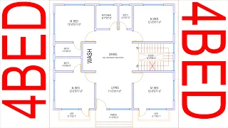 HOUSE PLAN DESIGN | EP 97 | 1100 SQUARE FEET 4 BEDROOMS HOUSE PLAN | LAYOUT PLAN