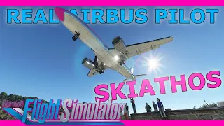 Challenging Approach Tutorial with a  Real Airbus Pilot ORBX Skiathos!