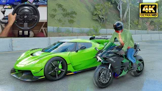 Koenigsegg Jesko & Kawasaki Ninja H2R | The Crew Motorfest | Thrustmaster T300RS gameplay