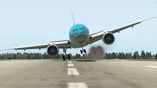 Huge Plane Lands With Landing Gear Stuck