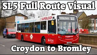 FULL ROUTE VISUAL - SL5 - Croydon Library to Bromley North (Express) - Arriva London ENX12 (LJ12BYV)