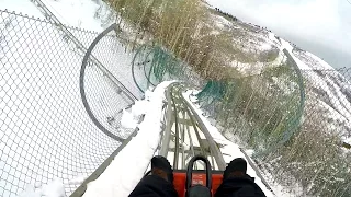 Park City Alpine Coaster POV Roller Coaster in the SNOW Utah Ski Resort 60fps