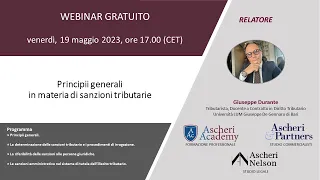 Webinar: Principi Generali in Materia di Sanzioni Amministrative Tributarie