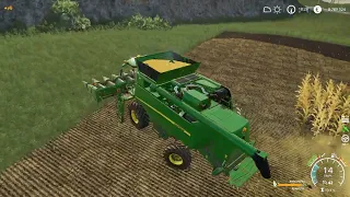 Harvesting corn John Deere T560 Scania 730R FS 19