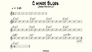C minor Blues Bossa Nova Style Backing Track For Bass (BPM 140)