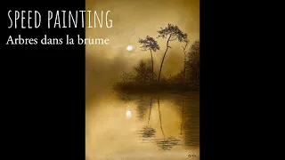 Speed painting arbres dans la brume aux pastels secs