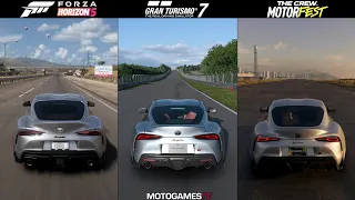 Forza Horizon 5 vs Gran Turismo 7 vs The Crew Motorfest - Toyota GR Supra Sound Comparison