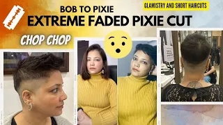 BOB to EXTREME FADED PIXIE | CHOPPED OFF | DARING PIXIE | WOW | SHAVED NAPE | WATCH NOW !! #yt #hair