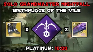 Solo Grandmaster Nightfall - Birthplace Of The Vile In 16 Mins - Void Hunter [Destiny 2]