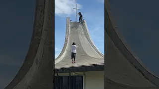 Death Drop-In on Church Roof😵😱#shorts #skate #skateboarding #skater #thrasher #skating #skateboard