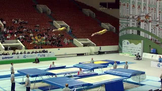 People's Republic of China 2 (CHN) M - 2018 Trampoline Worlds, St. Petersburg (RUS) - Q. Synchro R1