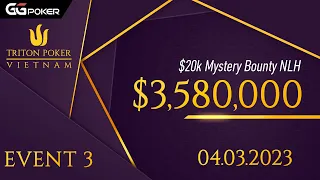 Финальный стол ! $20К Mystery Bounty NLH | Triton Vietnam 2023 | Малиновский, Адамс, Дворесс, Виэйра