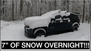 How to COMFORTABLY TRUCK CAMP in a BIG SNOW STORM