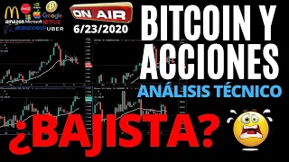 PRECIO DE BITCOIN Y ACCIONES CORRIGIENDO, OPORTUNIDAD ANALISIS TECNICO 06-25-2020