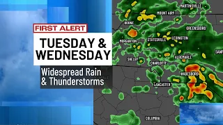 First Alert Tuesday & Wednesday: Showers & thunderstorms likely